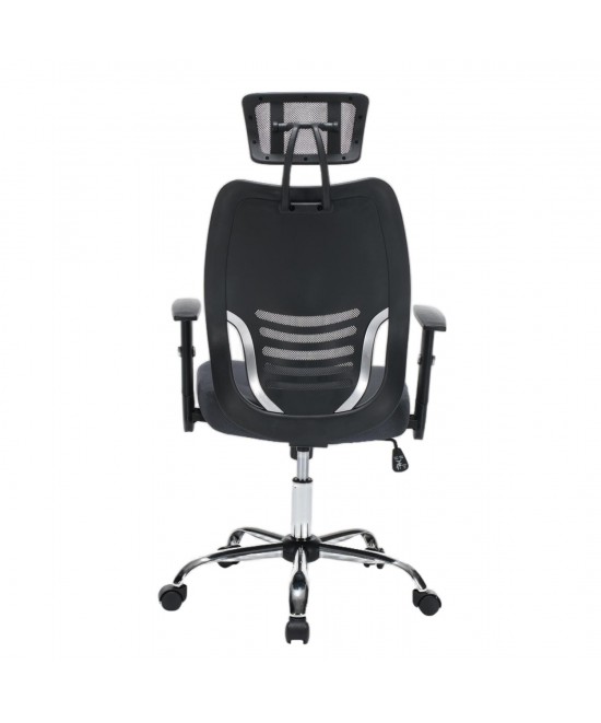 ΚΑΡΕΚΛΑ ΓΡΑΦΕΙΟΥ BRIEF HM1206.02 ΓΚΡΙ MESH--ΒΑΣΗ ΧΡΩΜΙΟΥ 63x64x122Υεκ.