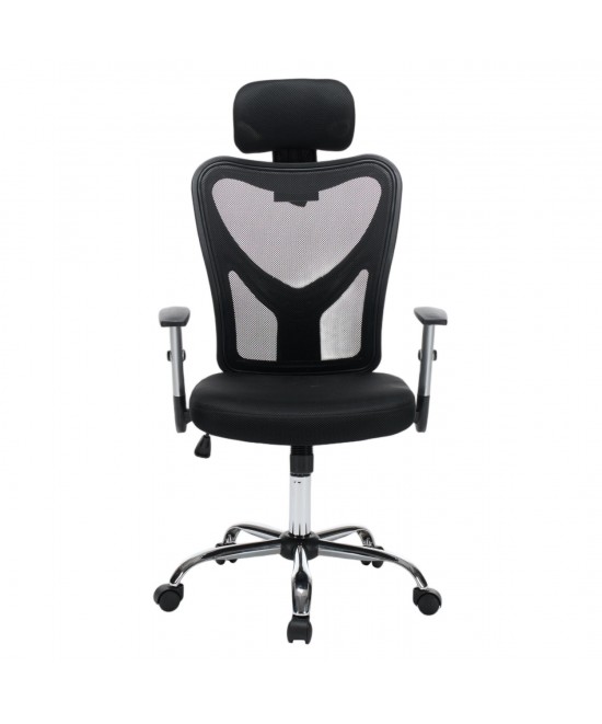 ΚΑΡΕΚΛΑ ΓΡΑΦΕΙΟΥ CUORE HM1207.01 ΜΑΥΡΟΣ ΣΚΕΛΕΤΟΣ-ΜΑΥΡΟ MESH 63x61x125Υεκ