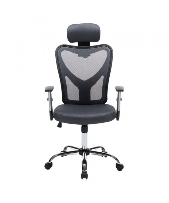 ΚΑΡΕΚΛΑ ΓΡΑΦΕΙΟΥ CUORE HM1207.02 ΜΑΥΡΟΣ ΣΚΕΛΕΤΟΣ-ΓΚΡΙ MESH 63x61x125Υεκ