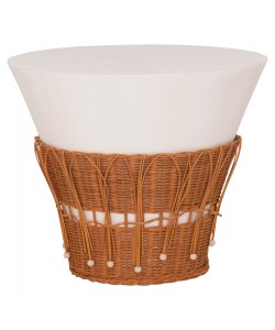 ΤΡΑΠΕΖΙ ΣΑΛΟΝΙΟΥ PERRAL HM18164.02L FIBER CEMENT ΛΕΥΚΟ-ΦΥΣΙΚΟ RATTAN--Φ55x45Υεκ