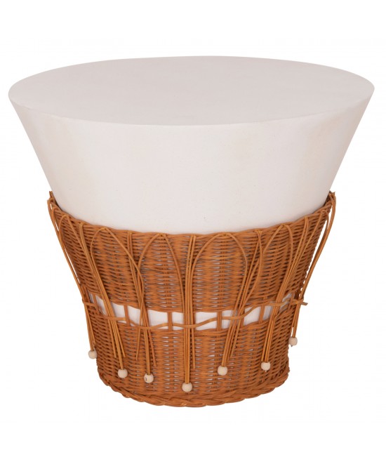 ΤΡΑΠΕΖΙ ΣΑΛΟΝΙΟΥ PERRAL HM18164.02L FIBER CEMENT ΛΕΥΚΟ-ΦΥΣΙΚΟ RATTAN--Φ55x45Υεκ