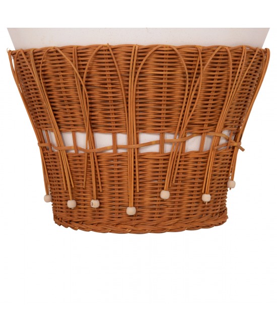 ΤΡΑΠΕΖΙ ΣΑΛΟΝΙΟΥ PERRAL HM18164.02L FIBER CEMENT ΛΕΥΚΟ-ΦΥΣΙΚΟ RATTAN--Φ55x45Υεκ
