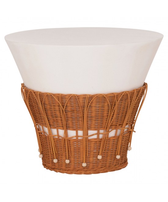 ΤΡΑΠΕΖΙ ΣΑΛΟΝΙΟΥ PERRAL HM18164.02L FIBER CEMENT ΛΕΥΚΟ-ΦΥΣΙΚΟ RATTAN--Φ55x45Υεκ