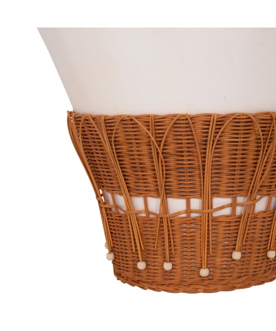 ΤΡΑΠΕΖΙ ΣΑΛΟΝΙΟΥ PERRAL HM18164.02L FIBER CEMENT ΛΕΥΚΟ-ΦΥΣΙΚΟ RATTAN--Φ55x45Υεκ