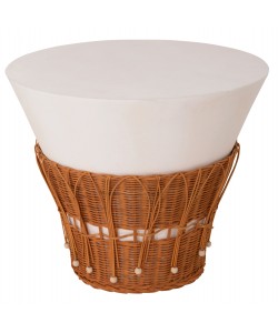 ΤΡΑΠΕΖΙ ΣΑΛΟΝΙΟΥ PERRAL HM18164.02L FIBER CEMENT ΛΕΥΚΟ-ΦΥΣΙΚΟ RATTAN--Φ55x45Υεκ