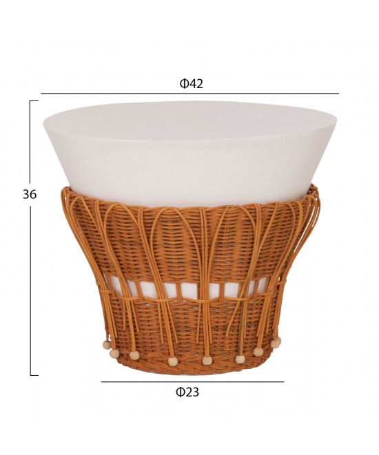 ΤΡΑΠΕΖΙ ΒΟΗΘΗΤΙΚΟ PERRAL HM18164.02S FIBER CEMENT ΛΕΥΚΟ-ΦΥΣΙΚΟ RATTAN--Φ42x36Υεκ