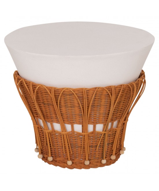 ΤΡΑΠΕΖΙ ΒΟΗΘΗΤΙΚΟ PERRAL HM18164.02S FIBER CEMENT ΛΕΥΚΟ-ΦΥΣΙΚΟ RATTAN--Φ42x36Υεκ