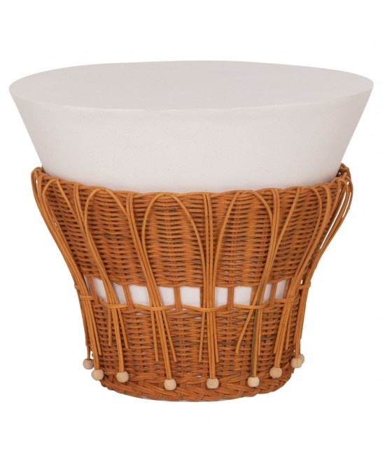 ΤΡΑΠΕΖΙ ΒΟΗΘΗΤΙΚΟ PERRAL HM18164.02S FIBER CEMENT ΛΕΥΚΟ-ΦΥΣΙΚΟ RATTAN--Φ42x36Υεκ