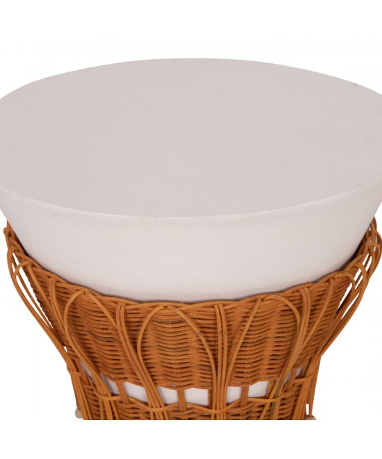 ΤΡΑΠΕΖΙ ΒΟΗΘΗΤΙΚΟ PERRAL HM18164.02S FIBER CEMENT ΛΕΥΚΟ-ΦΥΣΙΚΟ RATTAN--Φ42x36Υεκ