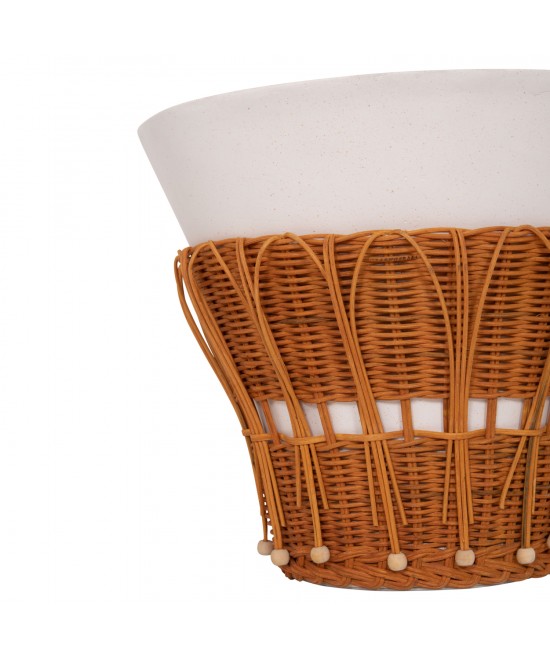 ΤΡΑΠΕΖΙ ΒΟΗΘΗΤΙΚΟ PERRAL HM18164.02S FIBER CEMENT ΛΕΥΚΟ-ΦΥΣΙΚΟ RATTAN--Φ42x36Υεκ