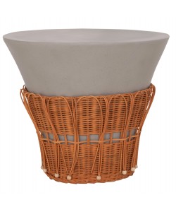 ΤΡΑΠΕΖΙ ΣΑΛΟΝΙΟΥ PERRAL HM18164.03L FIBER CEMENT ΓΚΡΙ-ΦΥΣΙΚΟ RATTAN--Φ55x45Υεκ