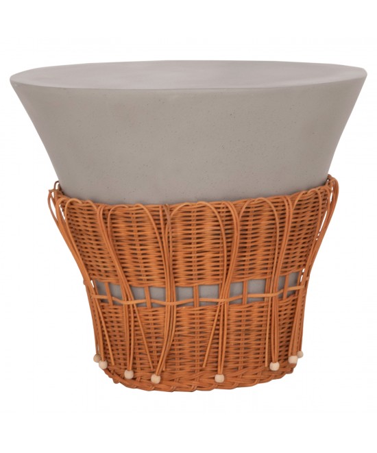 ΤΡΑΠΕΖΙ ΣΑΛΟΝΙΟΥ PERRAL HM18164.03L FIBER CEMENT ΓΚΡΙ-ΦΥΣΙΚΟ RATTAN--Φ55x45Υεκ