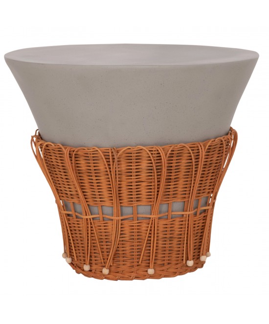 ΤΡΑΠΕΖΙ ΣΑΛΟΝΙΟΥ PERRAL HM18164.03L FIBER CEMENT ΓΚΡΙ-ΦΥΣΙΚΟ RATTAN--Φ55x45Υεκ