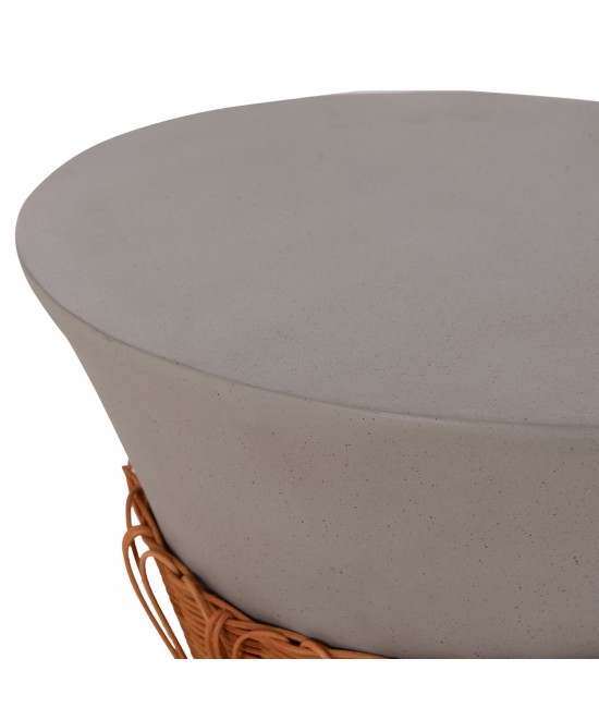 ΤΡΑΠΕΖΙ ΣΑΛΟΝΙΟΥ PERRAL HM18164.03L FIBER CEMENT ΓΚΡΙ-ΦΥΣΙΚΟ RATTAN--Φ55x45Υεκ