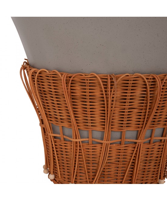 ΤΡΑΠΕΖΙ ΣΑΛΟΝΙΟΥ PERRAL HM18164.03L FIBER CEMENT ΓΚΡΙ-ΦΥΣΙΚΟ RATTAN--Φ55x45Υεκ