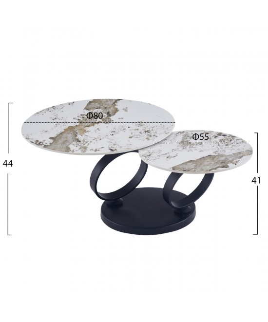 ΤΡΑΠΕΖΙ ΣΑΛΟΝΙΟΥ ΔΙΠΛΟ NUBISA HM18364.01 ΜΕΤΑΛΛΟ--SINTERED STONE PANDORA Φ80Χ43.5Υεκ