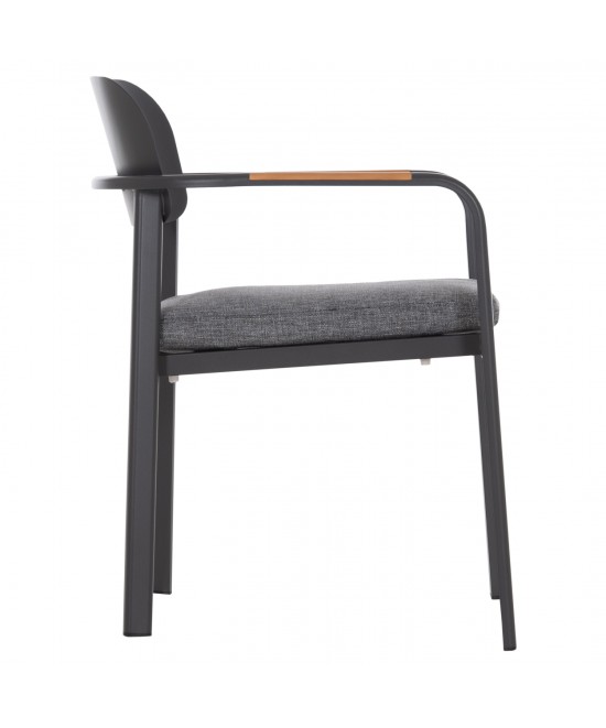 ΠΟΛΥΘΡΟΝΑ ΤΡΑΠΕΖΑΡΙΑΣ ELARA HM6414.01 ΓΚΡΙ ΑΛΟΥΜΙΝΙΟ-OLEFIN--ΞΥΛΟ TEAK 56x62x78Υεκ.