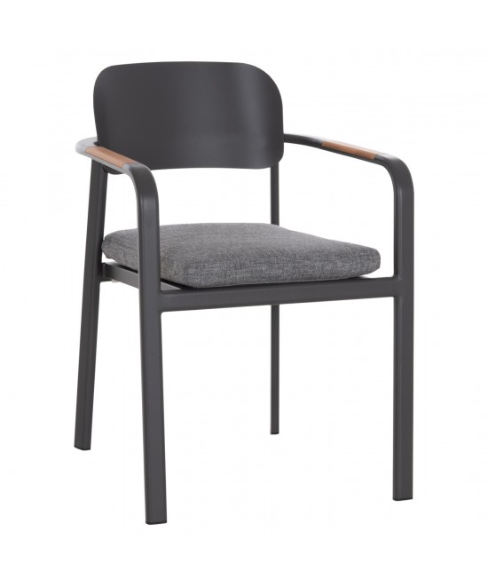 ΠΟΛΥΘΡΟΝΑ ΤΡΑΠΕΖΑΡΙΑΣ ELARA HM6414.01 ΓΚΡΙ ΑΛΟΥΜΙΝΙΟ-OLEFIN--ΞΥΛΟ TEAK 56x62x78Υεκ.