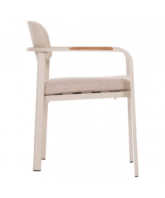 ΠΟΛΥΘΡΟΝΑ ΤΡΑΠΕΖΑΡΙΑΣ ELARA HM6414.05 ΜΠΕΖ ΑΛΟΥΜΙΝΙΟ-OLEFIN--ΞΥΛΟ TEAK 56x62x78Υεκ.