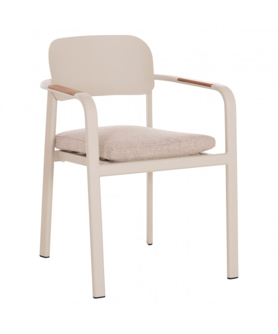 ΠΟΛΥΘΡΟΝΑ ΤΡΑΠΕΖΑΡΙΑΣ ELARA HM6414.05 ΜΠΕΖ ΑΛΟΥΜΙΝΙΟ-OLEFIN--ΞΥΛΟ TEAK 56x62x78Υεκ.