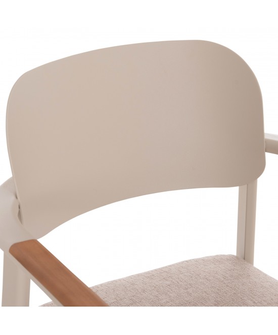 ΠΟΛΥΘΡΟΝΑ ΤΡΑΠΕΖΑΡΙΑΣ ELARA HM6414.05 ΜΠΕΖ ΑΛΟΥΜΙΝΙΟ-OLEFIN--ΞΥΛΟ TEAK 56x62x78Υεκ.