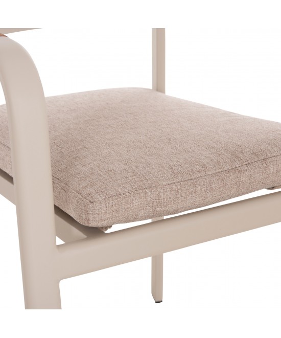 ΠΟΛΥΘΡΟΝΑ ΤΡΑΠΕΖΑΡΙΑΣ ELARA HM6414.05 ΜΠΕΖ ΑΛΟΥΜΙΝΙΟ-OLEFIN--ΞΥΛΟ TEAK 56x62x78Υεκ.