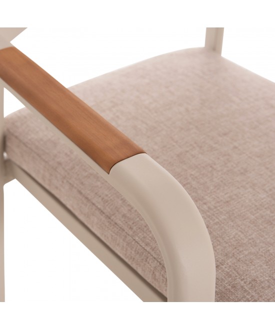 ΠΟΛΥΘΡΟΝΑ ΤΡΑΠΕΖΑΡΙΑΣ ELARA HM6414.05 ΜΠΕΖ ΑΛΟΥΜΙΝΙΟ-OLEFIN--ΞΥΛΟ TEAK 56x62x78Υεκ.