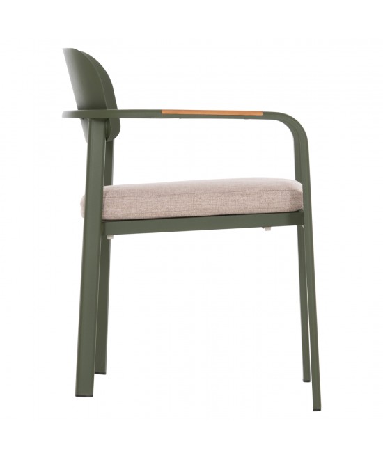 ΠΟΛΥΘΡΟΝΑ ΤΡΑΠΕΖΑΡΙΑΣ ELARA HM6414.06 ΠΡΑΣΙΝΟ ΑΛΟΥΜΙΝΙΟ-ΜΠΕΖ OLEFIN--TEAK 56x62x78Υεκ