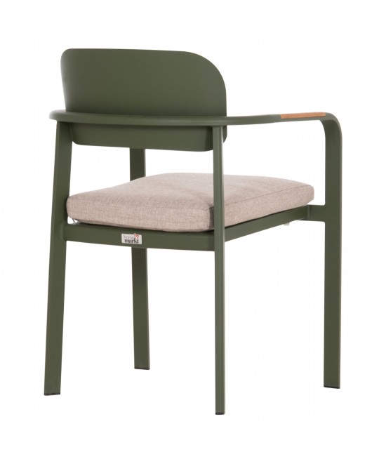 ΠΟΛΥΘΡΟΝΑ ΤΡΑΠΕΖΑΡΙΑΣ ELARA HM6414.06 ΠΡΑΣΙΝΟ ΑΛΟΥΜΙΝΙΟ-ΜΠΕΖ OLEFIN--TEAK 56x62x78Υεκ