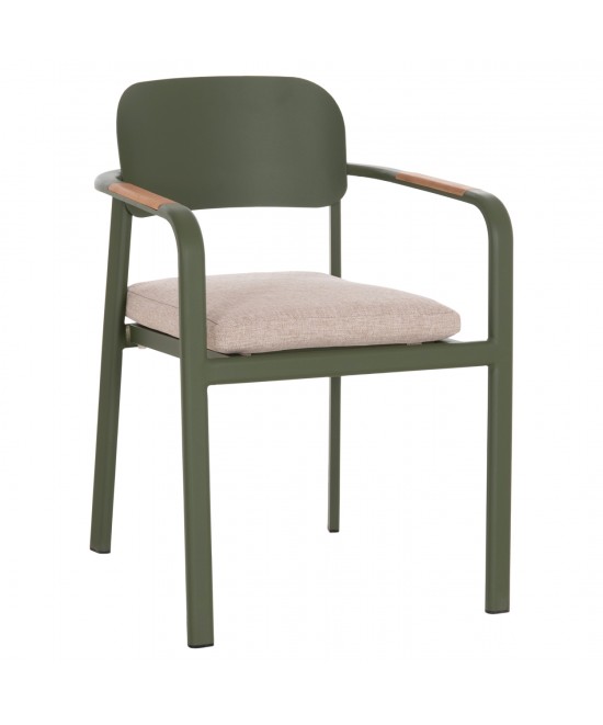 ΠΟΛΥΘΡΟΝΑ ΤΡΑΠΕΖΑΡΙΑΣ ELARA HM6414.06 ΠΡΑΣΙΝΟ ΑΛΟΥΜΙΝΙΟ-ΜΠΕΖ OLEFIN--TEAK 56x62x78Υεκ