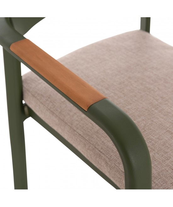 ΠΟΛΥΘΡΟΝΑ ΤΡΑΠΕΖΑΡΙΑΣ ELARA HM6414.06 ΠΡΑΣΙΝΟ ΑΛΟΥΜΙΝΙΟ-ΜΠΕΖ OLEFIN--TEAK 56x62x78Υεκ