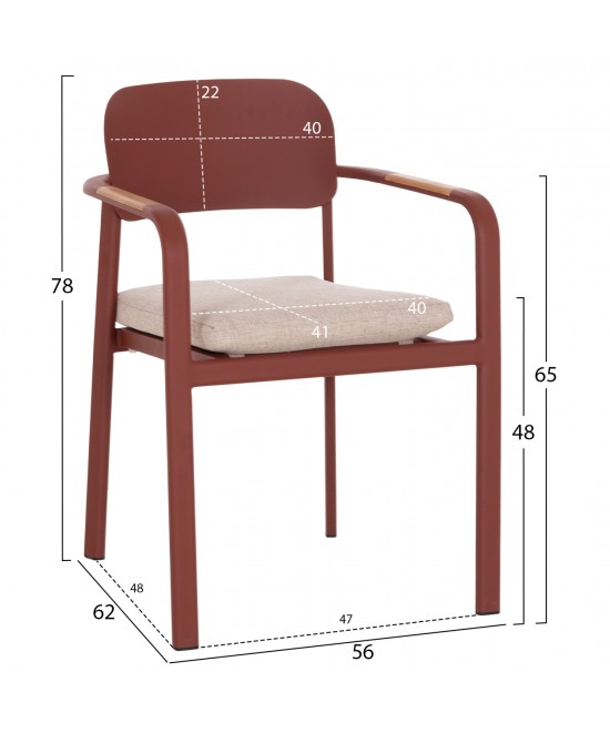 ΠΟΛΥΘΡΟΝΑ ΤΡΑΠΕΖΑΡΙΑΣ ELARA HM6414.07 ΚΕΡΑΜΙΔΙ ΑΛΟΥΜΙΝΙΟ-ΜΠΕΖ OLEFIN--TEAK 56x62x78Υεκ