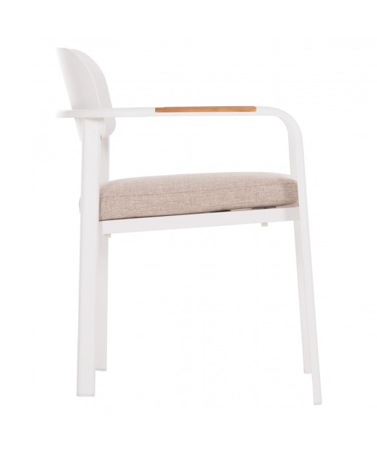 ΠΟΛΥΘΡΟΝΑ ΤΡΑΠΕΖΑΡΙΑΣ ELARA HM6414.02 ΛΕΥΚΟ ΑΛΟΥΜΙΝΙΟ-ΜΠΕΖ OLEFIN--TEAK 56x62x78Υεκ