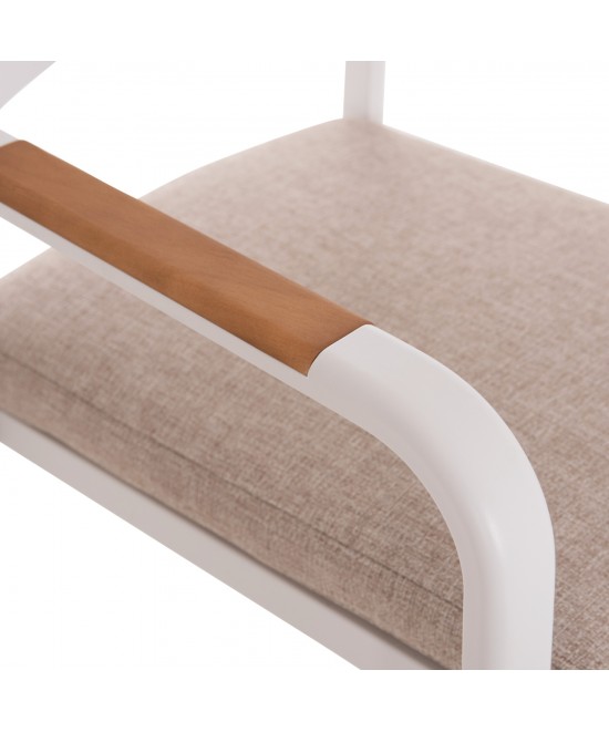 ΠΟΛΥΘΡΟΝΑ ΤΡΑΠΕΖΑΡΙΑΣ ELARA HM6414.02 ΛΕΥΚΟ ΑΛΟΥΜΙΝΙΟ-ΜΠΕΖ OLEFIN--TEAK 56x62x78Υεκ