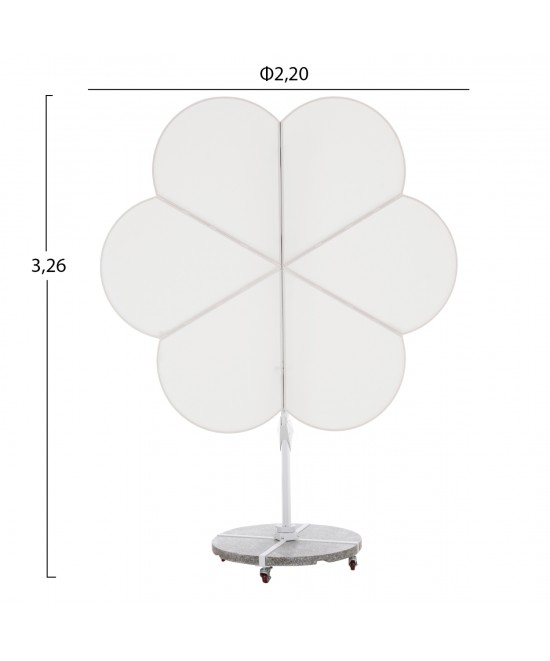ΟΜΠΡΕΛΑ ΜΕ ΒΑΣΗ ΣΕΙΡΑ CANNOPY (flower) HM21286.02 ΑΛΟΥΜΙΝΙΟ-ΓΡΑΝΙΤΗΣ-ΛΕΥΚΟ 2,38x2,2μ