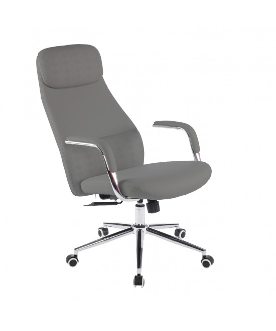 ΚΑΡΕΚΛΑ ΓΡΑΦΕΙΟΥ SONTY HM18354.10 ΑΝΟΙΧΤΟ ΓΚΡΙ PU ΔΕΡΜΑ--ΒΑΣΗ ΧΡΩΜΙΟΥ 64x68x125Υεκ