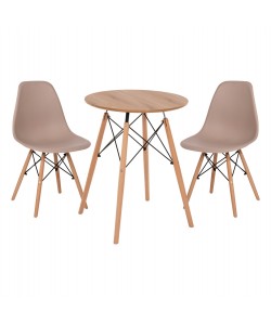 ΣΕΤ ΤΡΑΠΕΖΑΡΙΑΣ 3ΤΜΧ TWIST HM21370 ΣΤΡΟΓΓΥΛΟ ΤΡΑΠΕΖΙ Φ60 & 2 ΚΑΡΕΚΛΕΣ ΣΕ ΚΑΠΟΥΤΣΙΝΟ