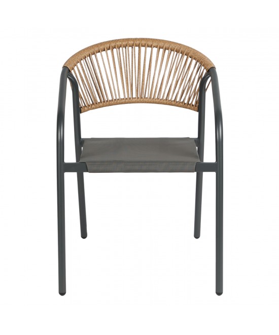 ΠΟΛΥΘΡΟΝΑ HOMAN HM6430.01 ΓΚΡΙ ΜΕΤΑΛΛΟ & TEXTILENE--ΜΠΕΖ P.E.RATTAN 53x58x75Υεκ