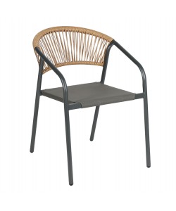 ΠΟΛΥΘΡΟΝΑ HOMAN HM6430.01 ΓΚΡΙ ΜΕΤΑΛΛΟ & TEXTILENE--ΜΠΕΖ P.E.RATTAN 53x58x75Υεκ