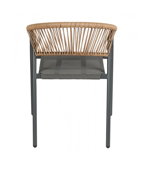 ΠΟΛΥΘΡΟΝΑ HOMAN HM6430.01 ΓΚΡΙ ΜΕΤΑΛΛΟ & TEXTILENE--ΜΠΕΖ P.E.RATTAN 53x58x75Υεκ