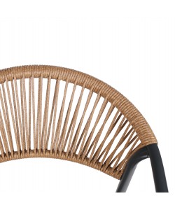 ΠΟΛΥΘΡΟΝΑ HOMAN HM6430.01 ΓΚΡΙ ΜΕΤΑΛΛΟ & TEXTILENE--ΜΠΕΖ P.E.RATTAN 53x58x75Υεκ