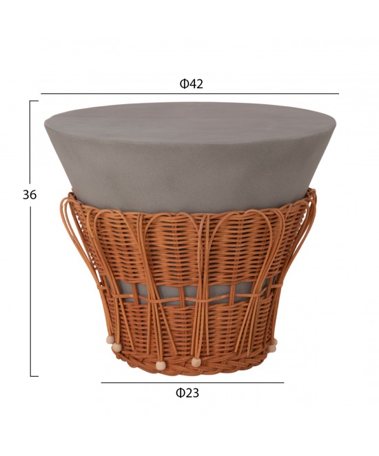 ΤΡΑΠΕΖΙ ΒΟΗΘΗΤΙΚΟ PERRAL HM18164.03S FIBER CEMENT ΓΚΡΙ-ΦΥΣΙΚΟ RATTAN--Φ42x36Υεκ