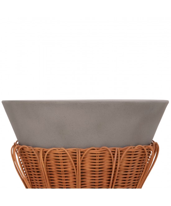 ΤΡΑΠΕΖΙ ΒΟΗΘΗΤΙΚΟ PERRAL HM18164.03S FIBER CEMENT ΓΚΡΙ-ΦΥΣΙΚΟ RATTAN--Φ42x36Υεκ