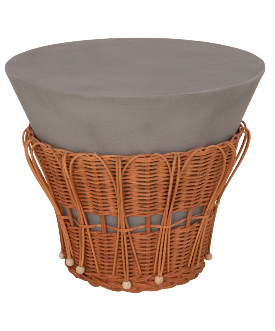 ΤΡΑΠΕΖΙ ΒΟΗΘΗΤΙΚΟ PERRAL HM18164.03S FIBER CEMENT ΓΚΡΙ-ΦΥΣΙΚΟ RATTAN--Φ42x36Υεκ