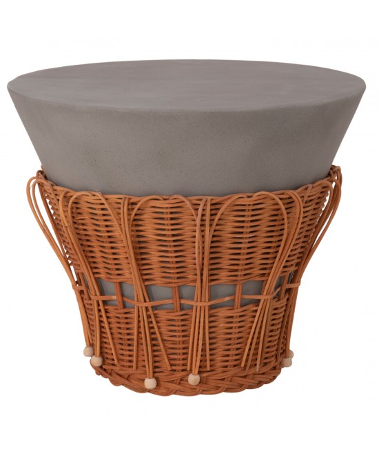 ΤΡΑΠΕΖΙ ΒΟΗΘΗΤΙΚΟ PERRAL HM18164.03S FIBER CEMENT ΓΚΡΙ-ΦΥΣΙΚΟ RATTAN--Φ42x36Υεκ