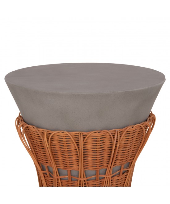 ΤΡΑΠΕΖΙ ΒΟΗΘΗΤΙΚΟ PERRAL HM18164.03S FIBER CEMENT ΓΚΡΙ-ΦΥΣΙΚΟ RATTAN--Φ42x36Υεκ
