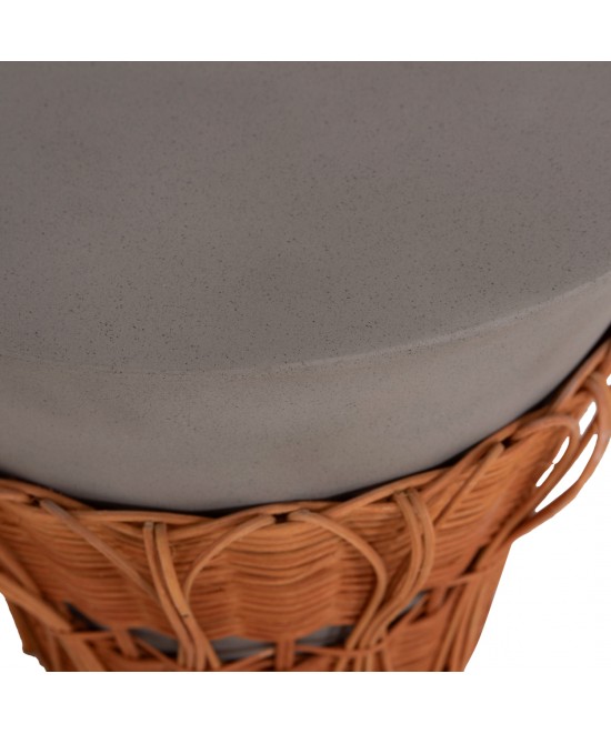 ΤΡΑΠΕΖΙ ΒΟΗΘΗΤΙΚΟ PERRAL HM18164.03S FIBER CEMENT ΓΚΡΙ-ΦΥΣΙΚΟ RATTAN--Φ42x36Υεκ