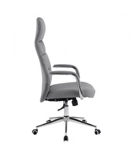 ΚΑΡΕΚΛΑ ΓΡΑΦΕΙΟΥ TEETER HM18355.10 ΓΚΡΙ PU ΔΕΡΜΑ--ΒΑΣΗ ΧΡΩΜΙΟΥ 67x66x121Υεκ