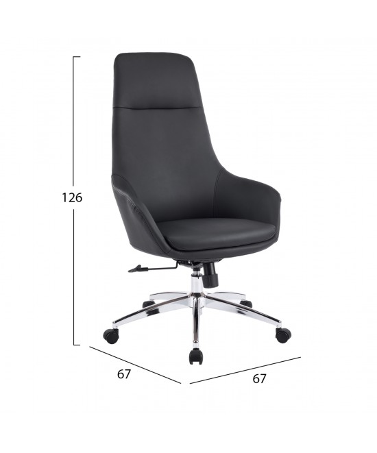 ΚΑΡΕΚΛΑ ΓΡΑΦΕΙΟΥ BEKKER HM18359.01 ΜΑΥΡΟ PU ΔΕΡΜΑ--ΒΑΣΗ ΧΡΩΜΙΟΥ 67x67x126Υεκ