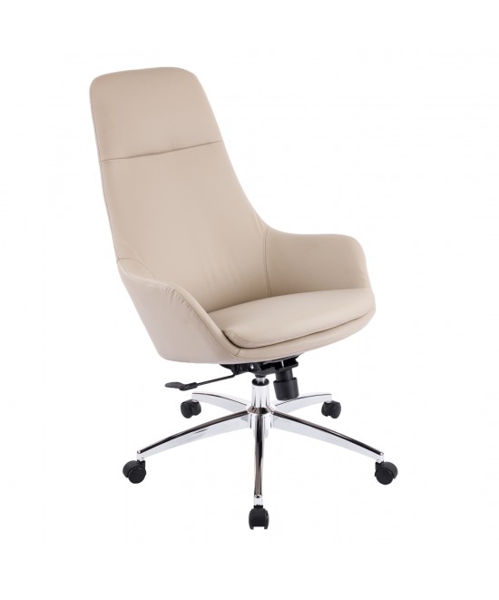 ΚΑΡΕΚΛΑ ΓΡΑΦΕΙΟΥ BEKKER HM18359.02 ΜΠΕΖ PU ΔΕΡΜΑ--ΒΑΣΗ ΧΡΩΜΙΟΥ 67x67x126Υεκ